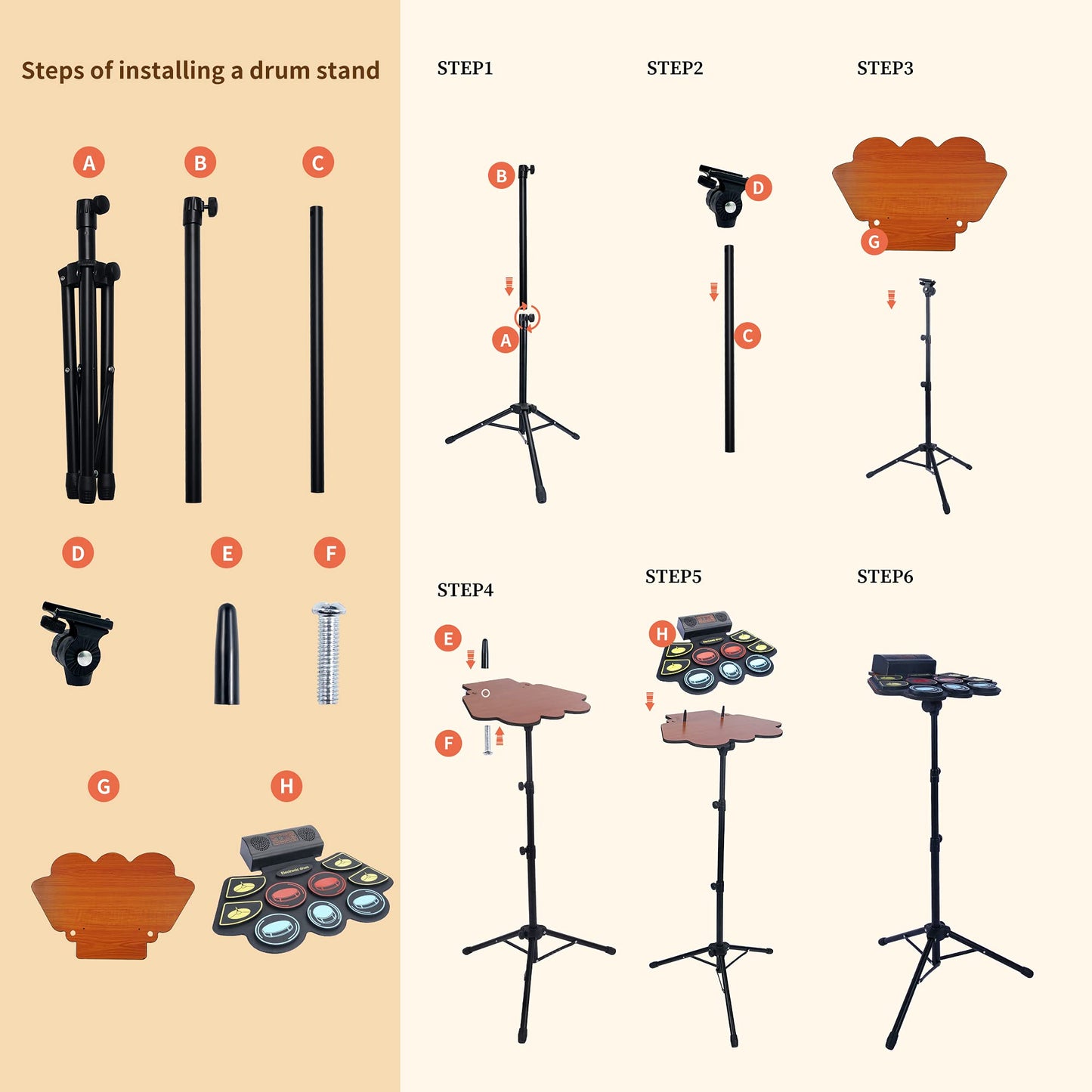 Electric Drum Set for Kids, Electronic Drum Pad with Light Up Drumsticks and Drum Stand, Bulit-in Double Speakers and Rechargeable Battery, Kids Drum Set with LED Drumsticks, 9 Pads Digital Drum Kit
