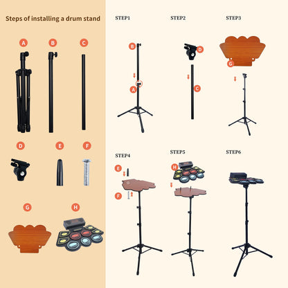 Electric Drum Set for Kids, Electronic Drum Pad with Light Up Drumsticks and Drum Stand, Bulit-in Double Speakers and Rechargeable Battery, Kids Drum Set with LED Drumsticks, 9 Pads Digital Drum Kit