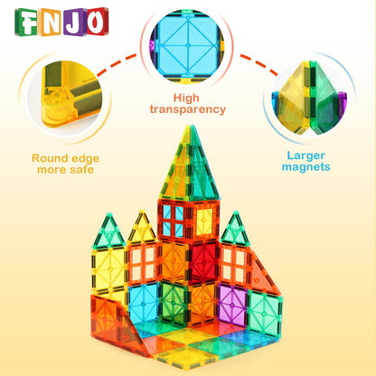 FNJO Magnetic Tiles, 110PCS Magnet Building Set, Magnetic Building Blocks,Construction STEM Learning and Playing Toys for Kids, Montessori Toy for Preschool Boys Girls Toddlers Classroom Must-Haves