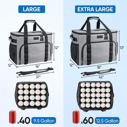 BALEINE Extra Large Soft Cooler Bag, Portable Leakproof Cooler, 40/60 Cans Volume for Beach, Camping, Kayaking, Travel, and Road Trips (9.5 Gallon, Navy-Khaki)