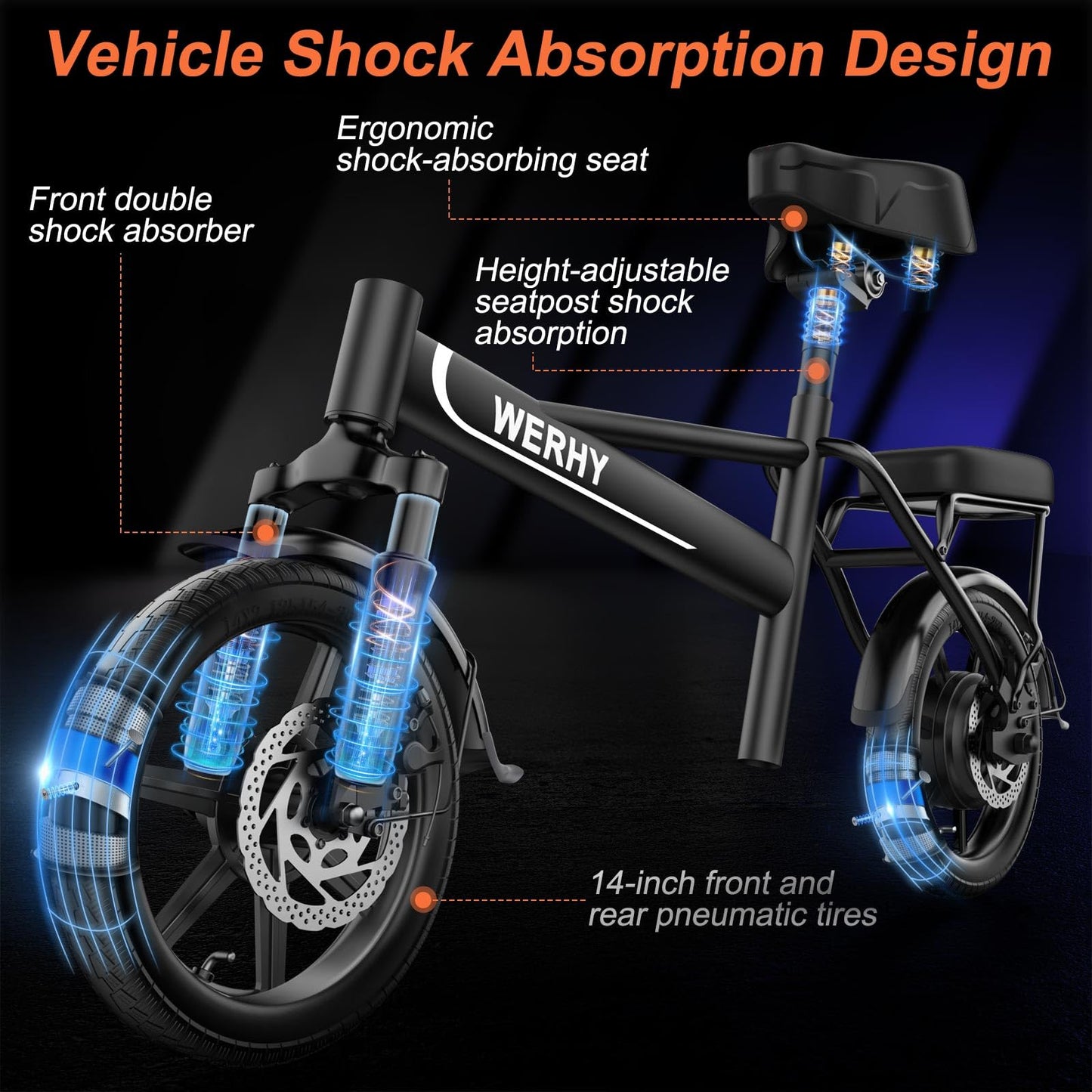 Electric Bike for Adults, 750W Peak Motor, 22 MPH Max Speed Folding Ebike, 499.2/748.8Wh Battery, 14" Electric Bicycles, Max 35/55 Miles Range (Pedal Assist Mode), Mini E Bikes (Y6-499.2WH-22Mph)