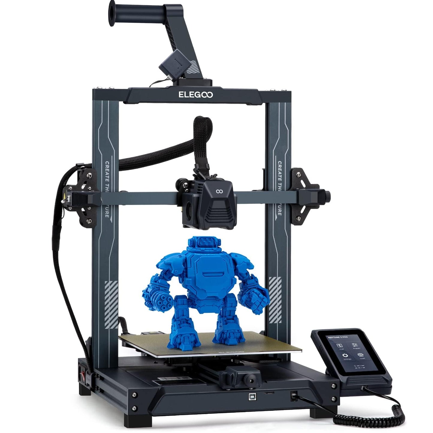 ELEGOO Neptune 3 Pro 3D Printer, Quick Assembly with Auto Leveling, Direct Drive Extruder, PEI Flexible Platform and Removable Touchscreen, 8.85x8.85x11 inch Printing Size