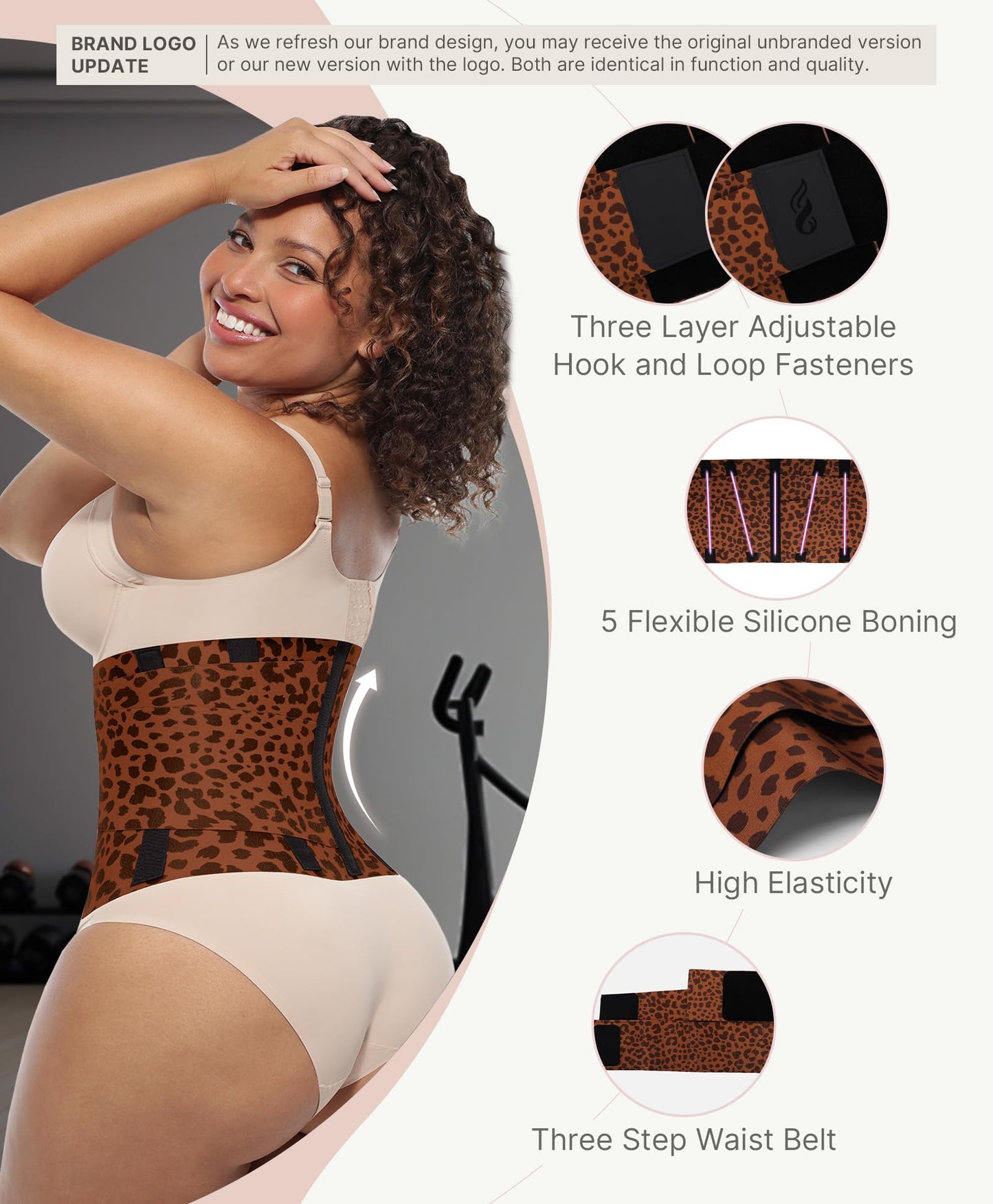 FeelinGirl Workout Waist Trainer Underbust Corsets Cincher Belt Hourglass Corset Body Shaper for Women Brown L