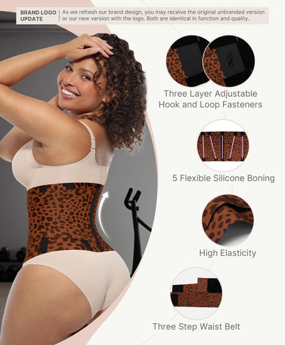 FeelinGirl Workout Waist Trainer Underbust Corsets Cincher Belt Hourglass Corset Body Shaper for Women Brown L