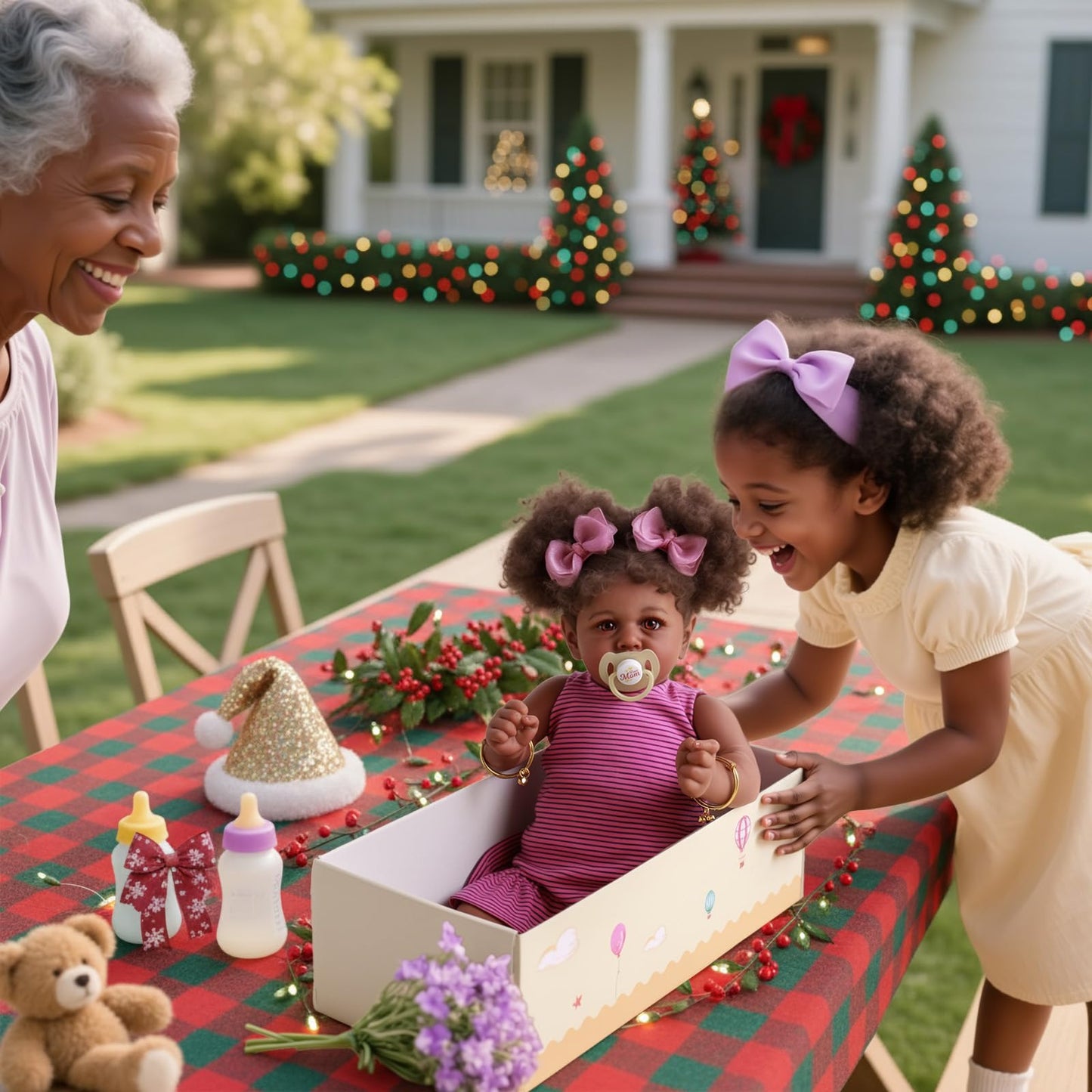 JIZHI Reborn Baby Dolls Black - 22 Inch Lifelike Soft Body Realistic-Newborn Baby Dolls Taupe Eyes Caramel Skin Tone Pink Striped Skirt Real Life and Toy Accessories Gift for Kids Age 3