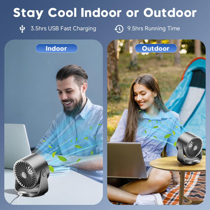 YOSHENMO Table Fans, Quiet Wall-Mounted Desk Fan, Digital Display Rechargeable USB Fan, 105°Tilt, 100 Speeds, Long Lasting Power, Portable Fan for Home Office Kitchen Travel Camping