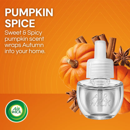 Air Wick Plug-In Scented Oil Refills, Pumpkin Spice, Fall Decor, 6 Count