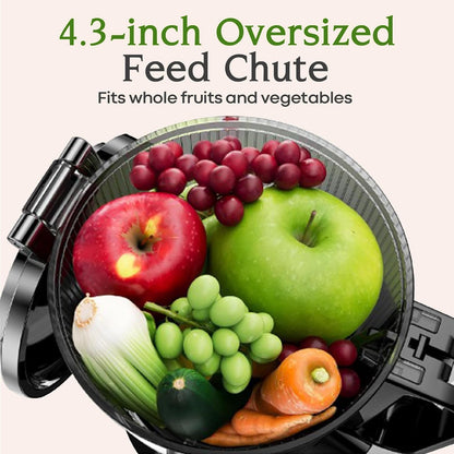 Cold Press Juicer, Anybear 200W Slow Masticating Juicer 4.3" Large Feed Chute Fit Whole Fruits Vegetables | Heavy-Duty Auger | Tritan Material | BPA Free | Juice Recipes (Silver)