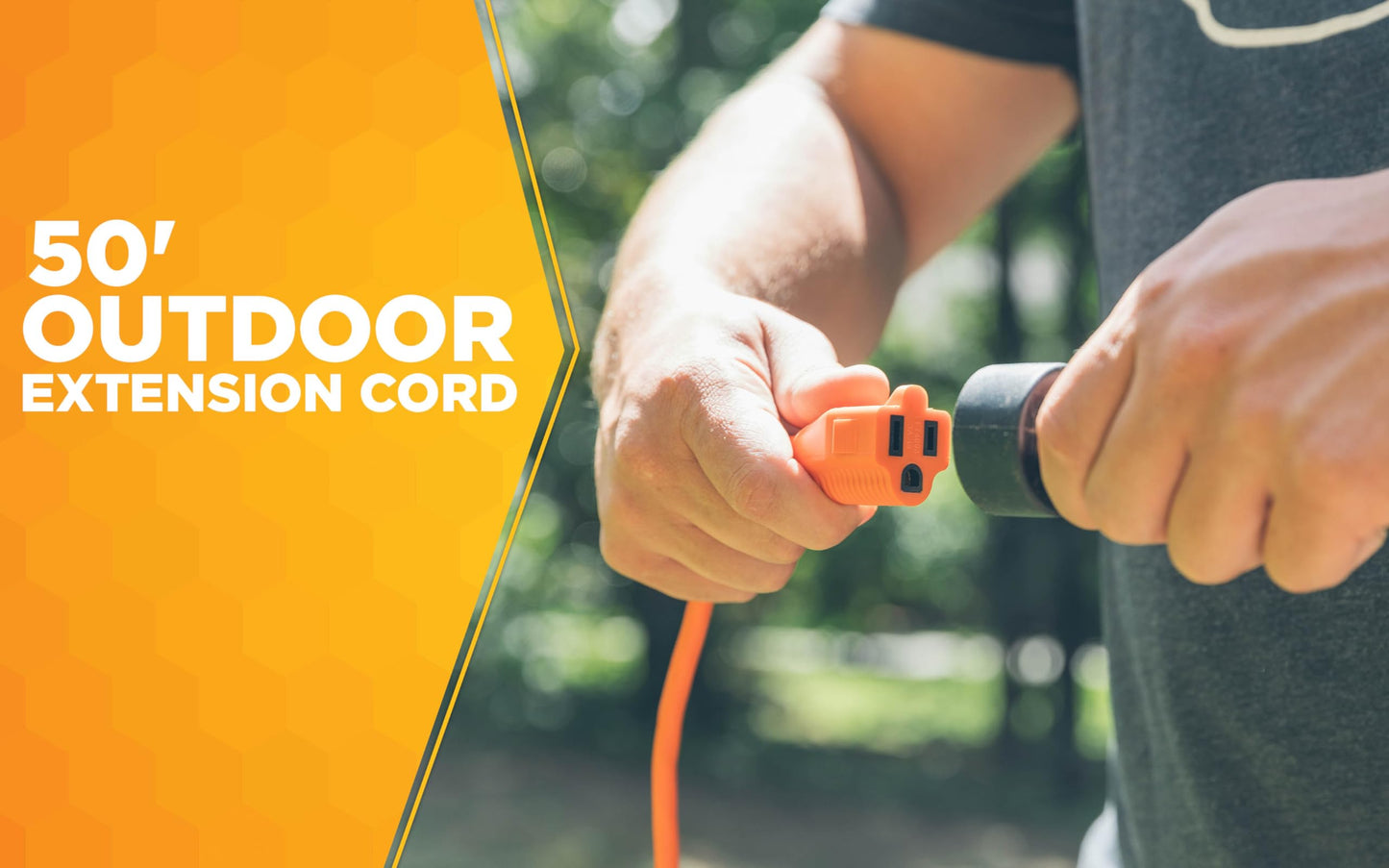 Southwire Light Duty Extension Cord, 50Ft, 16 Gauge, 3 Conductor, Outdoor Extension Cord, SJTW, Orange, 2308SW8803