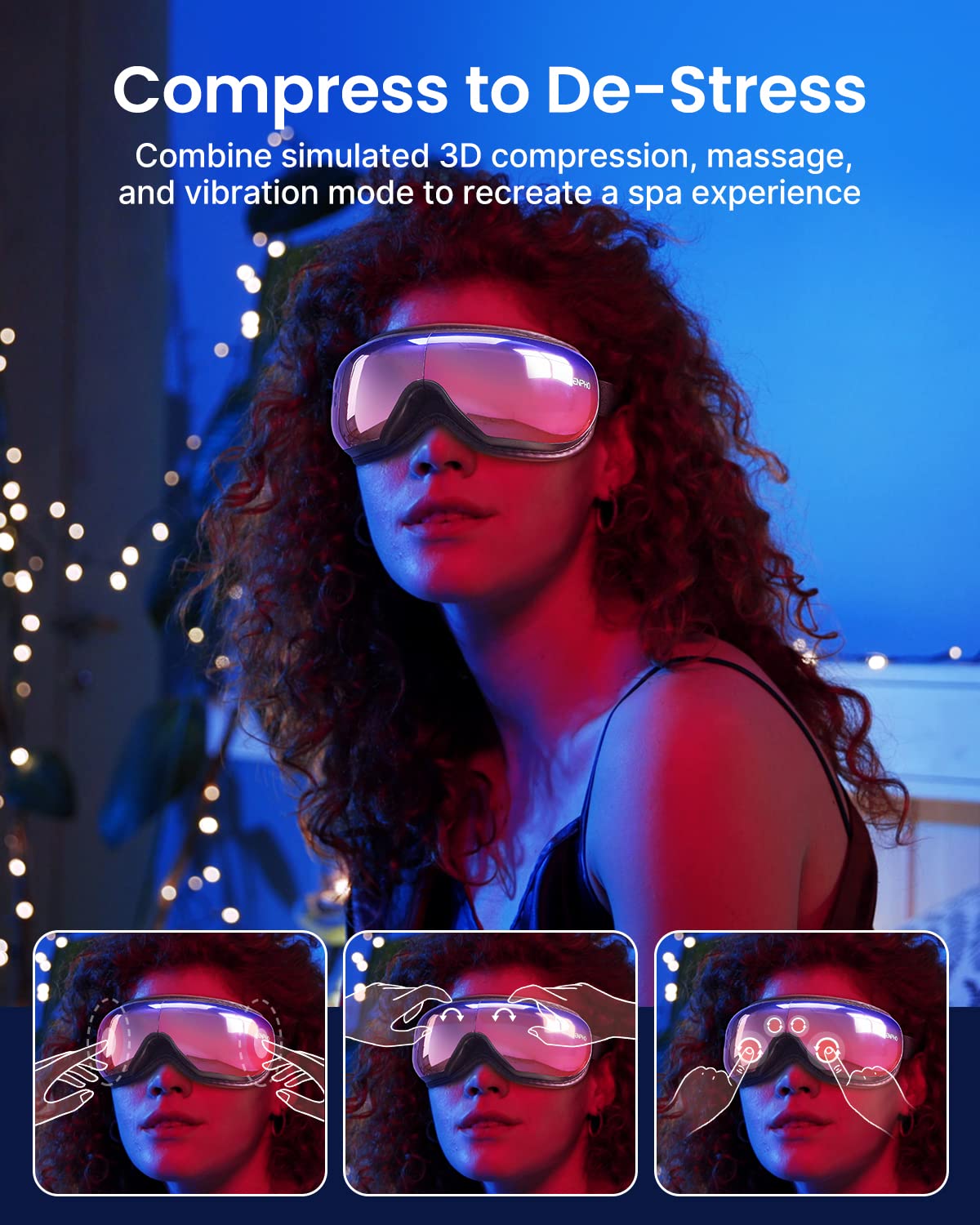 RENPHO Christmas Gift Eyeris 1, Eye Massager with Heat, Birthday Gifts for Mom, Sleep Eye Mask with Bluetooth Music, Face Massager, Eye Care Device, Smart Eye Mask for Relax Eye, Reduce Eye Strain