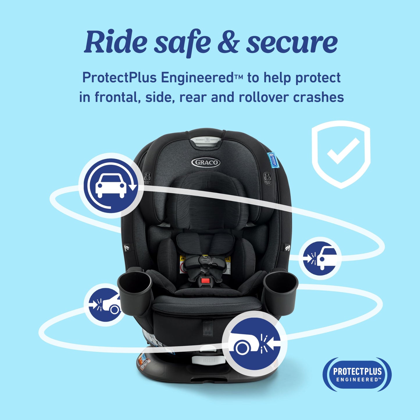 Graco Turn2Me 3-in-1 Convertible Car Seat, Manchester, Featuring Headrest and Harness Adjust, Easy Installation and Steel Reinforced Frame