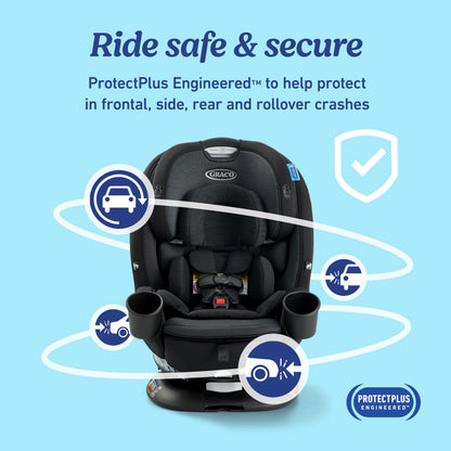 Graco Turn2Me 3-in-1 Convertible Car Seat, Manchester, Featuring Headrest and Harness Adjust, Easy Installation and Steel Reinforced Frame