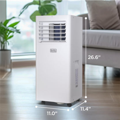 BLACK+DECKER Portable Air Conditioner, 5,100 BTU SACC/CEC (8,500 BTU ASHRAE 128) for Rooms Up To 350 Sq. Ft., Portable AC with Full Function Remote Control & Window Kit, BPACT05SM, White