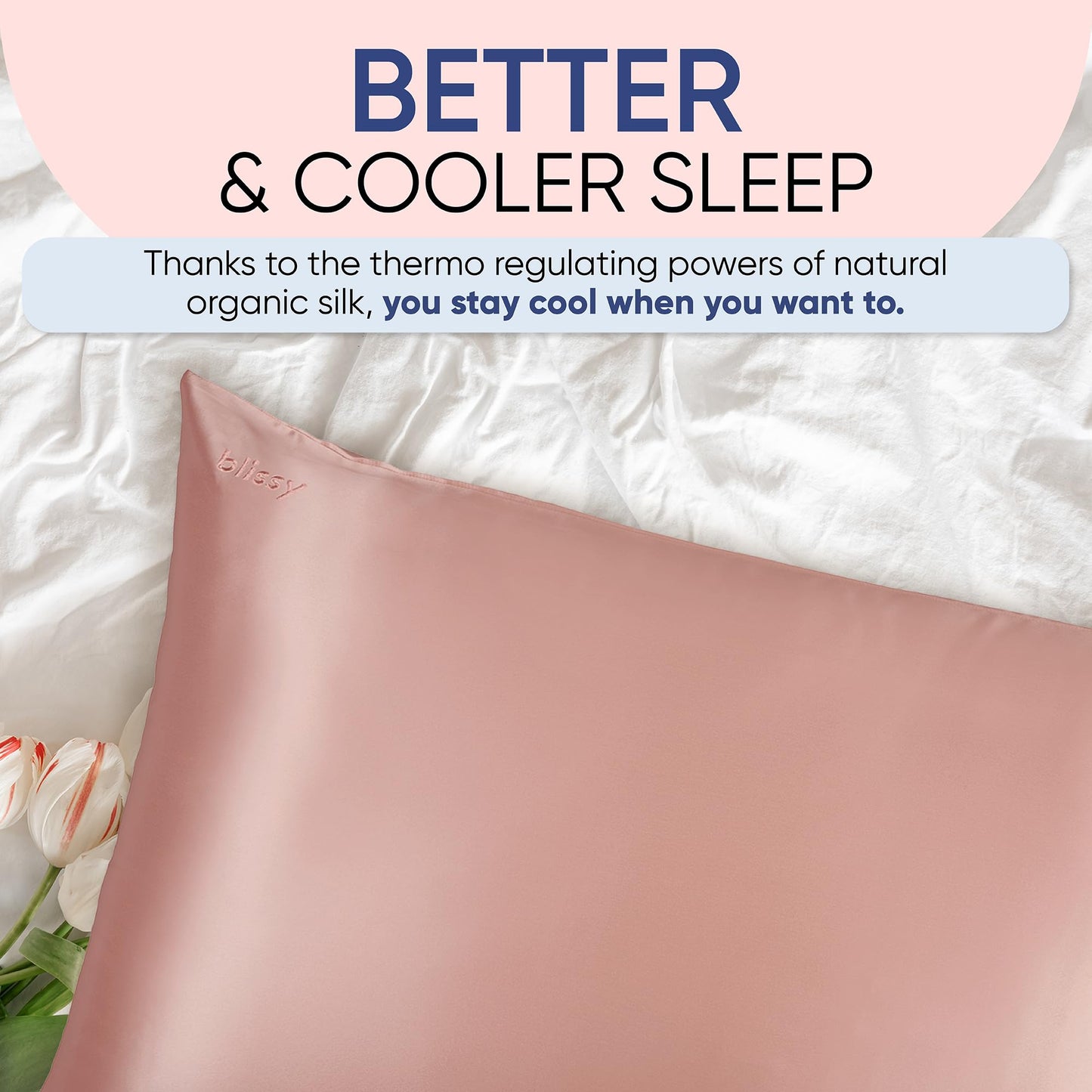 Blissy Silk Pillowcase - 100% Pure Mulberry Silk - 22 Momme 6A High-Grade Fibers - Silk Pillow Cover for Hair & Skin - Regular, Queen & King with Hidden Zipper (King, Rose Gold)