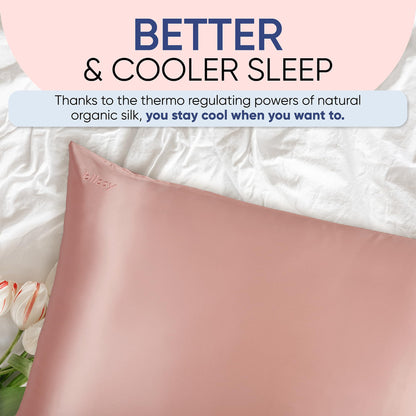 Blissy Silk Pillowcase - 100% Pure Mulberry Silk - 22 Momme 6A High-Grade Fibers - Silk Pillow Cover for Hair & Skin - Regular, Queen & King with Hidden Zipper (King, Rose Gold)