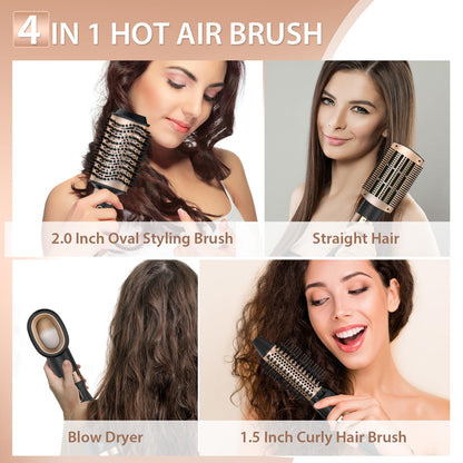 Nicebay Hair Dryer Brush Blow Dryer Brush in One, Hot Air Brush Set for Straightening/Drying/Curling, Oval Brush, Multi-Temperature Settings, Detachable Design for Women