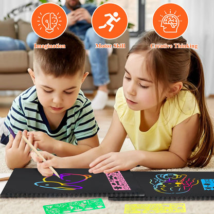 Stocking Stuffers for Kids Teen Girls: Scratch Paper Art Crafts Back to School Teacher Supplies Game Party Favors Activities Toys for Boy Ages 3-12 Years Old Valentines Birthday Gifts 2 Pack