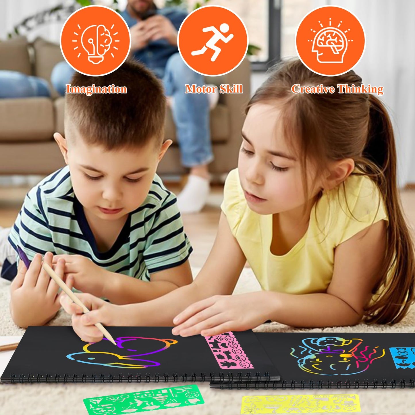 Stocking Stuffers for Kids Teen Girls: Scratch Paper Art Crafts Back to School Teacher Supplies Game Party Favors Activities Toys for Boy Ages 3-12 Years Old Valentines Birthday Gifts 2 Pack