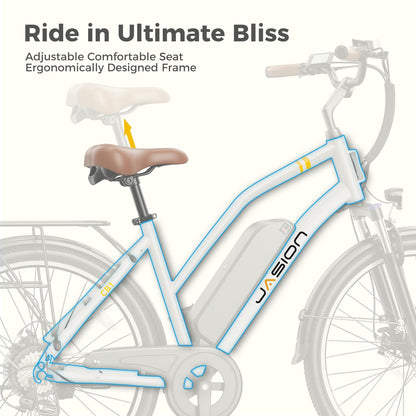 Jasion CB1 Electric Bike for Adults, 1000W Motor Peak Ebike, 450Wh Removeable Battery, 26'' City Cruiser Bicycle, 22 MPH Commuter Women Ebike, 7-Speed Gear