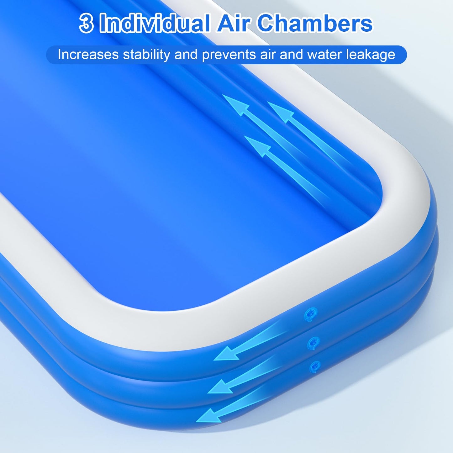 Extra Large Inflatable Pool with Pump - 180'' x 76'' x 22'' Oversized Thickened Blow Up Pool for Adults, Family Swimming Pool for Backyard, Garden and Outdoor Fun
