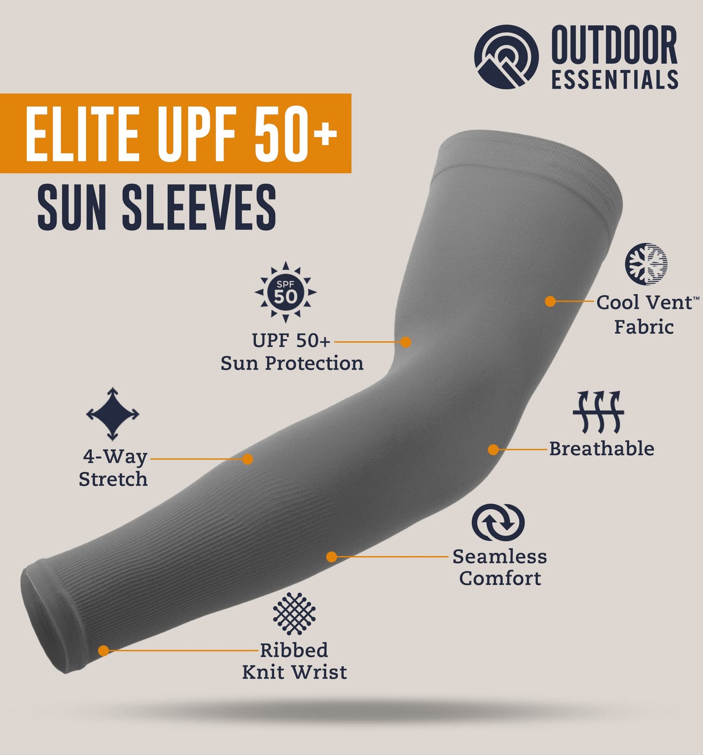 OutdoorEssentials UV Sun Protection Arm Sleeves - Compression Arm Sleeve, UV Arm Sleeves for Men,Women - Sports Cooling Sleeves, Baseball, Golf