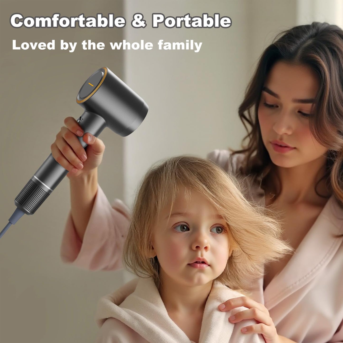 Hair Dryer, High Speed Powerful Negative Ionic Blow Dryer with 160000 RPM Brushless Motor for Fast Drying, Professional Low Noise Hairdryer with Diffuser and Nozzle, 4 Temps & 2 Speeds (Premium Gray)
