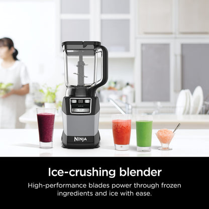 Ninja Blender, Compact Kitchen System, 1200W, 3 Functions for Smoothies, Dough & Frozen Drinks with Auto-IQ, 72-oz.* Blender Pitcher, 40-oz. Processor Bowl & 18-oz. Single-Serve Cup, Grey, AMZ493BRN