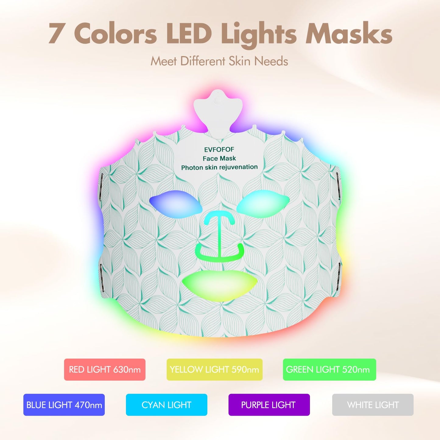 Red Light Therapy Mask for Face, 7 Colors LED Face Mask Light Therapy At Home, Led Face Mask Light Therapy, Green