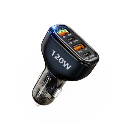 LINKWOW Fast Car Charger USB C, Cigarette Lighter Adapter, 4 Port 120W Dual Type C & USB A Car Charger Adapter PD/QC Fast Charging for iPhone 16/15/Pro Max, iPad, Samsung Galaxy, Pixel, Android