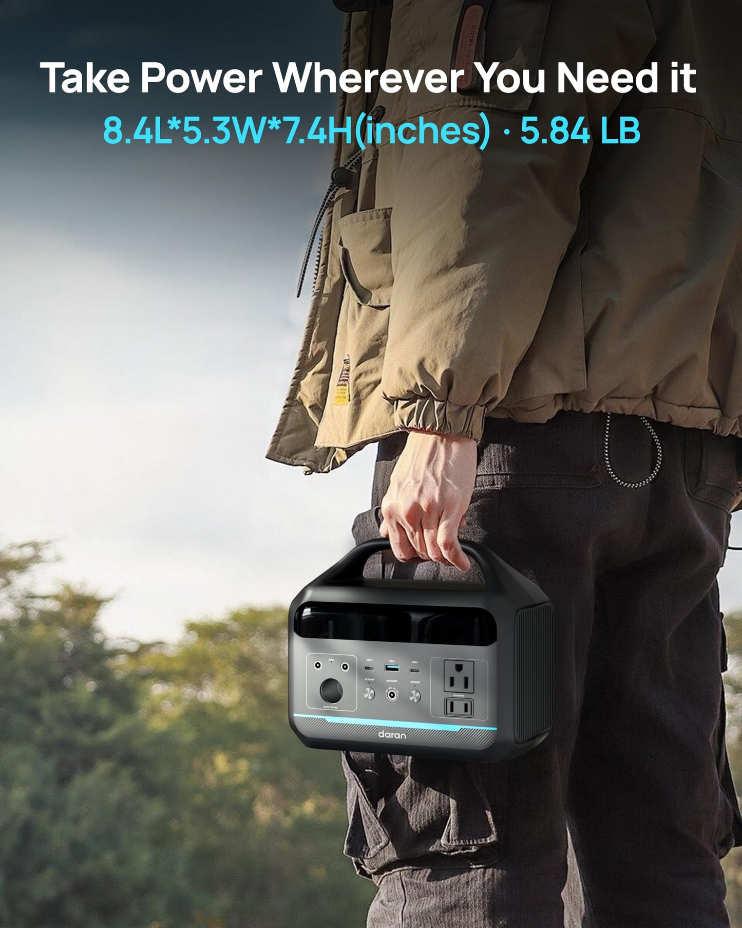 Solar Generator with Panels Included - Portable Power Station 300W with 30W Solar Panel, 192Wh(60000mAh) LiFePO4 Battery, Power Bank 8-Port Design w/2 AC Outlets for Home,Laptop, RV,Hurricane,Camping