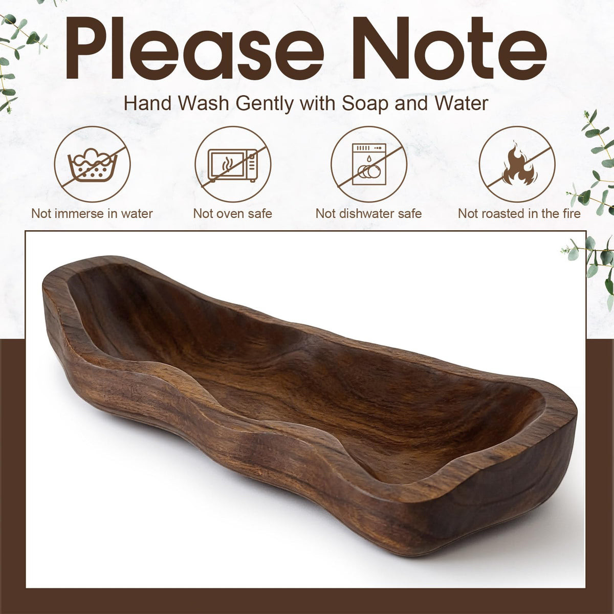 Nuogo 14 Inch Wooden Wavy Edge Dough Bowl Supplies, Brown