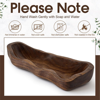 Nuogo 14 Inch Wooden Wavy Edge Dough Bowl Supplies, Brown