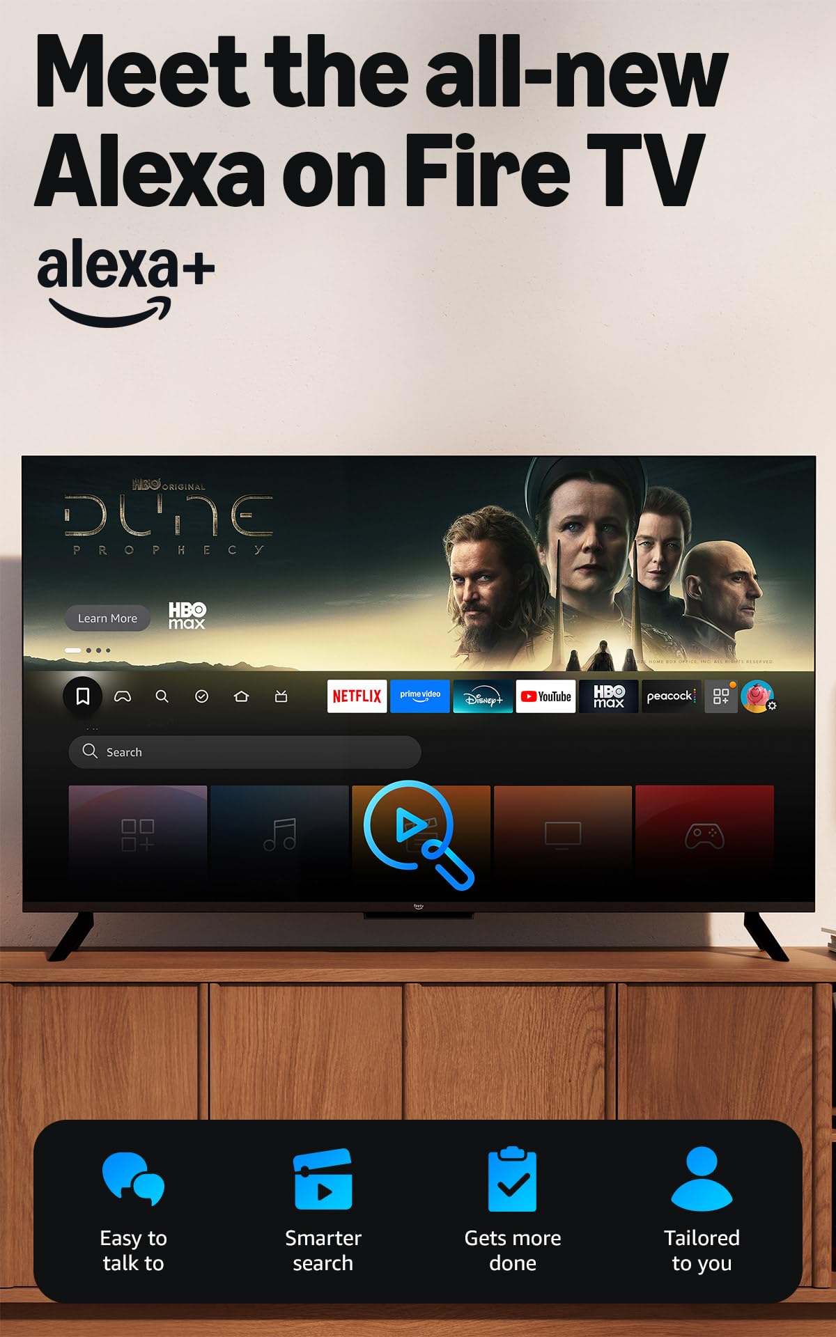 Amazon Fire TV 55" 4-Series (newest model), 4K Ultra HD smart TV with Alexa Remote, HDR10+, fast processor, Dolby Audio, Ambient Experience, free and live TV