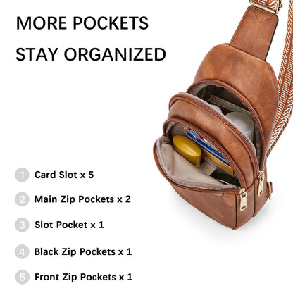 BOSTANTEN Small Sling Bag for Women Leather Crossbody Bags Fanny Pack Chest Bag for Travel, Brown