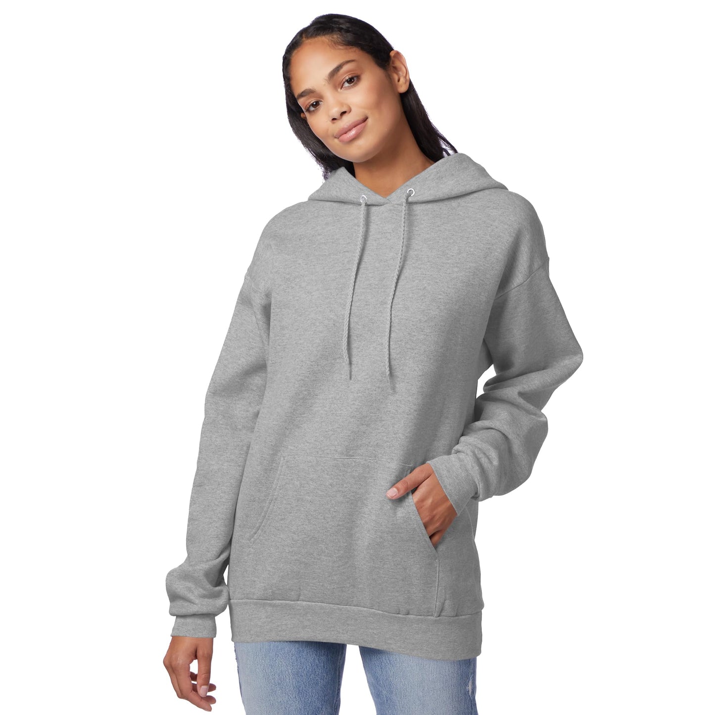 Hanes Men's Pullover EcoSmart Hooded Sweatshirt, Light Steel, Large