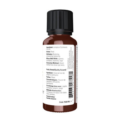 NOW Essential Oils, Juniper Berry Oil, Restoring Aromatherapy Scent, Steam Distilled, 100% Pure, Vegan, Child Resistant Cap, 1-Ounce