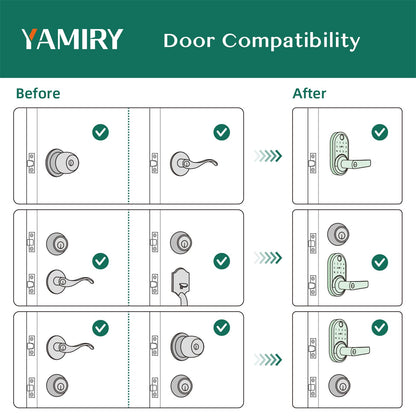 Smart Door Handle Lock with Keypad：Yamiry Fingerprint Lock - Keyless Entry Door Lock for Front Door - Digital Door Lock - WiFi Door Lock with APP - Genarate Passcode Remotely - DIY Installation