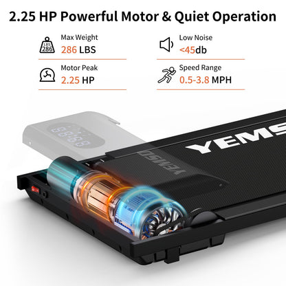 Walking Pad Treadmill, 2.25HP Under Desk Treadmill for Home Office Walking Treadmill with LED Display,Remote Controller