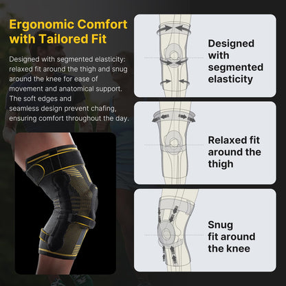 Fit Geno Knee Brace with Side Stabilizers: Breathable Knee Sleeve w/ Patented Patella Gel Pad for Maximum Pain Relief - Ultimate Knee Support and Fast Recovery from Meniscus Tear Arthritis ACL PCL Men & Women (Large)