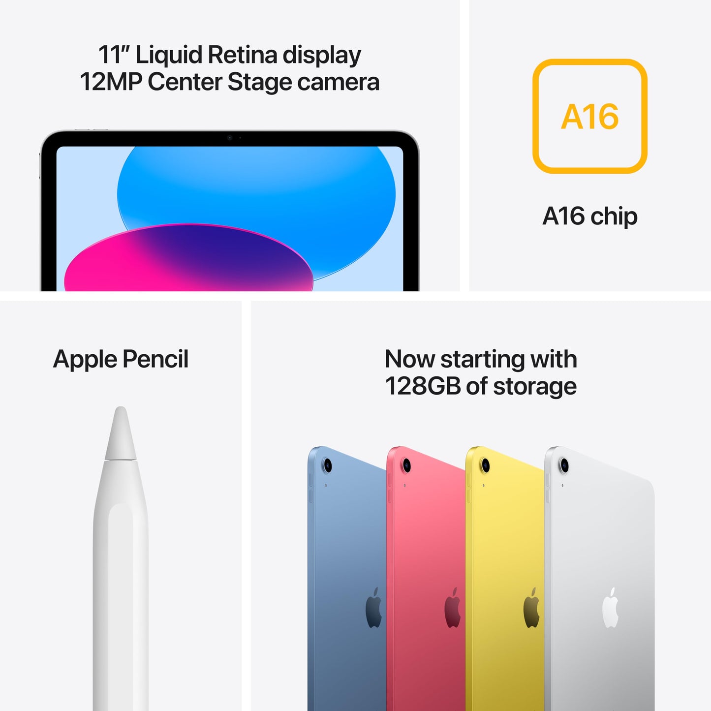 Apple iPad 11-inch: A16 chip, 11-inch Model, Liquid Retina Display, 256GB, Wi-Fi 6 + 5G Cellular, 12MP Front/12MP Back Camera, Touch ID, All-Day Battery Life — Blue