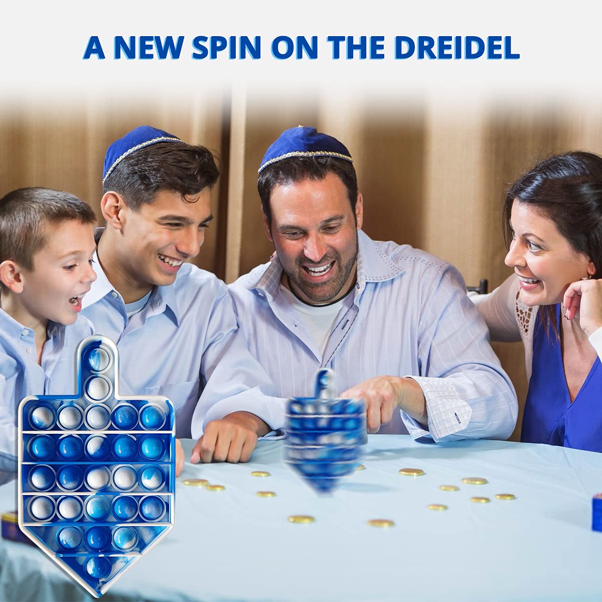 Hanukkah Gifts Poppit Dreidel Pop Fidget Toy Chanukah Party Popper Hanukah Gift Jewish Holliday Kids Adult Menorah Holiday Present Fun Push Game Stress Silicone Sensory Judaica Traditional Driedel