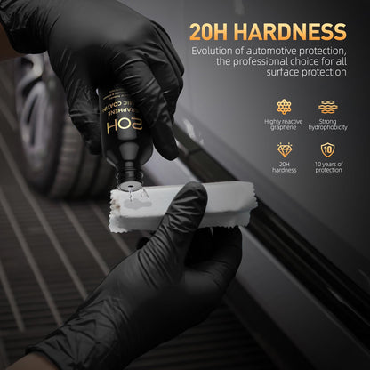 20H Advanced Graphene Ceramic Coating for Cars (70ml) - Car Detailing Kit, 10+ Years of Long Lasting Protection, Apply After Car Wash & Paint Correction, Ultra High Gloss