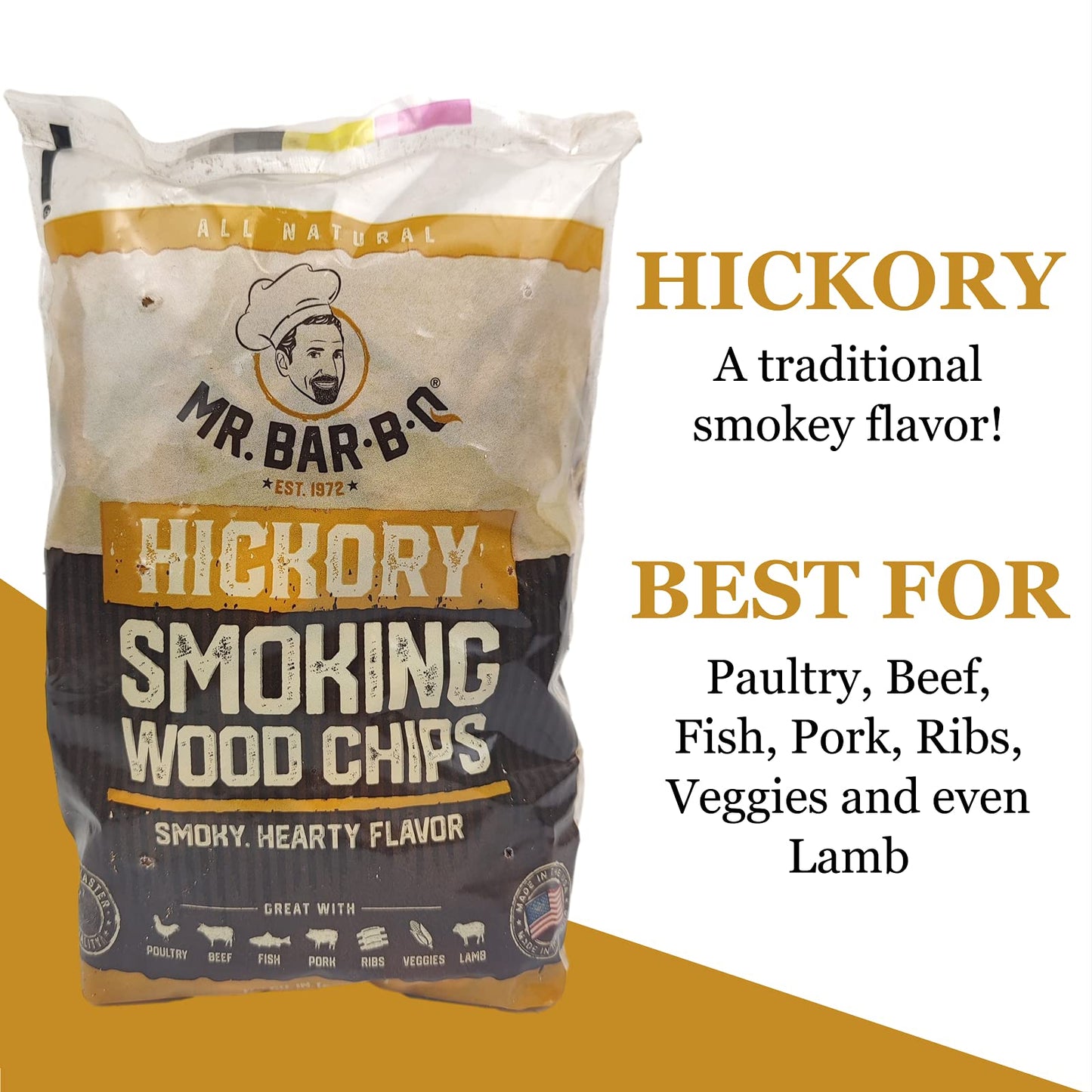Wood Smoker Chips Bundle of 3 Flavors - Apple, Mesquite & Hickory Wood Chips by Mr. Bar-B-Q, Can be Used on Gas & Charcoal Grill, Variety of Flavors for Smokers, Grilling, BBQ, Camping(3 x 1.6 Lb Bag)