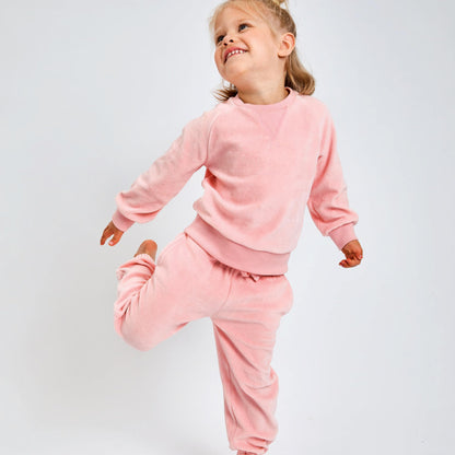 HonestBaby 2-Piece Cozy Velour Sweatshirt and Jogger Sweatpants Set 100% Organic Cotton for Toddler, Baby Boys, Girls, Pink, 0-3 Months