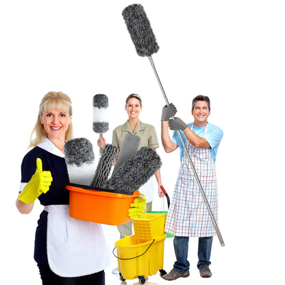 Microfiber Feather Duster with Extension Pole 30 to 100 inches, Reusable,Bendable, Washable Dusters for Cleaning Ceiling Fan, High Ceiling, Blinds, Furniture & Cars, 12PCS