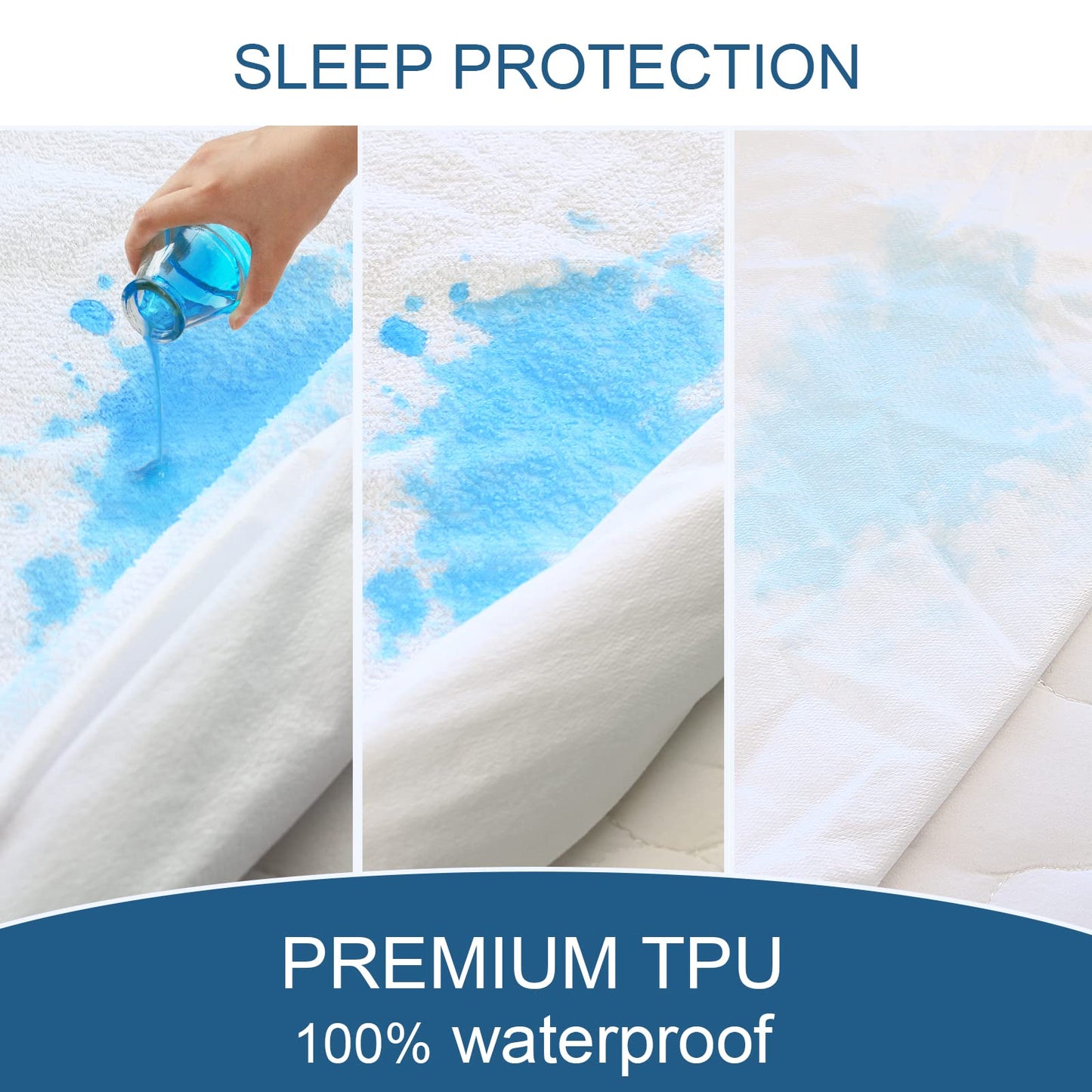 Queen Mattress Protector Waterproof Cover Absorbent Fitted Sheet up - 18'' Deep Pocket Mattress Cover Queen Size Bed Sheets, Terry Machine Wash Protection Mattress Protector Queen