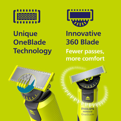 Philips Norelco OneBlade 360 with Connectivity Hybrid Face, Electric Beard Trimmer, Shaver with 360 Blade Tech & 1hr Fast Charge, 1x360 Blade, & 5-in-1 Comb, QP4530/90