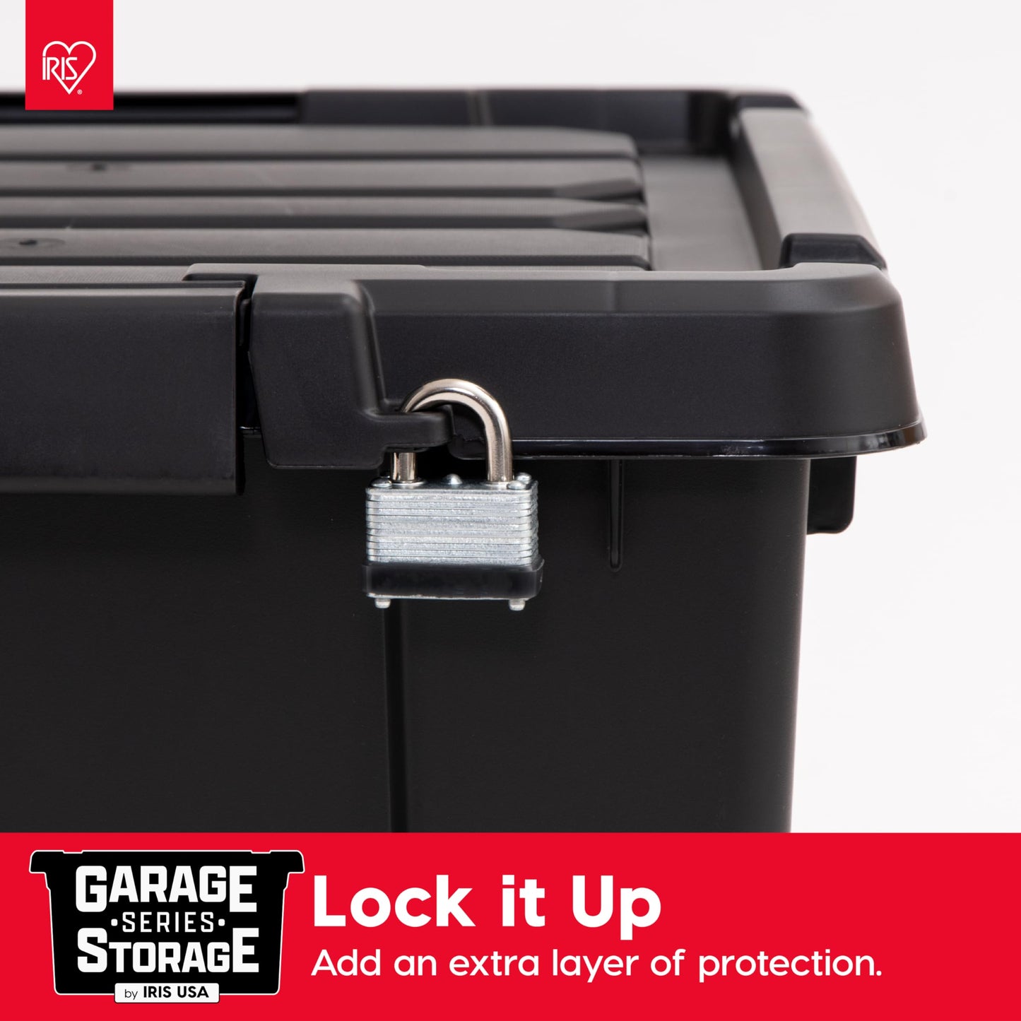 IRIS USA 20 Gallon Lockable Storage Bins with Lids, 6 Pack - Made in USA, Heavy Duty, Stackable Containers, Garage Organizing Bins Moving Tubs, Rugged Sturdy Equipment Utility Box - Black