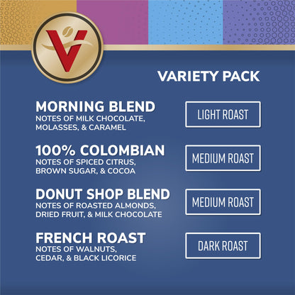 Victor Allen's Coffee Variety Pack (Morning Blend, 100% Colombian, Donut Shop Blend, and French Roast), 42 Count, Single Serve Coffee Pods for Keurig K-Cup Brewers