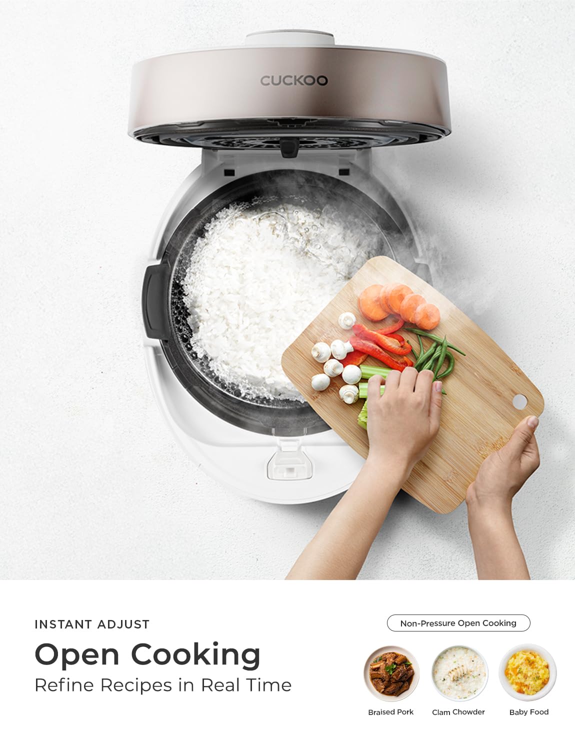 CUCKOO CRP-ST1009FW 10-Cup (Uncooked) / 20-Cup (Cooked) Twin Pressure Rice Cooker & Warmer with Nonstick Inner Pot, 16 Menu Options, 3 Voice Guide, Auto Clean (White)